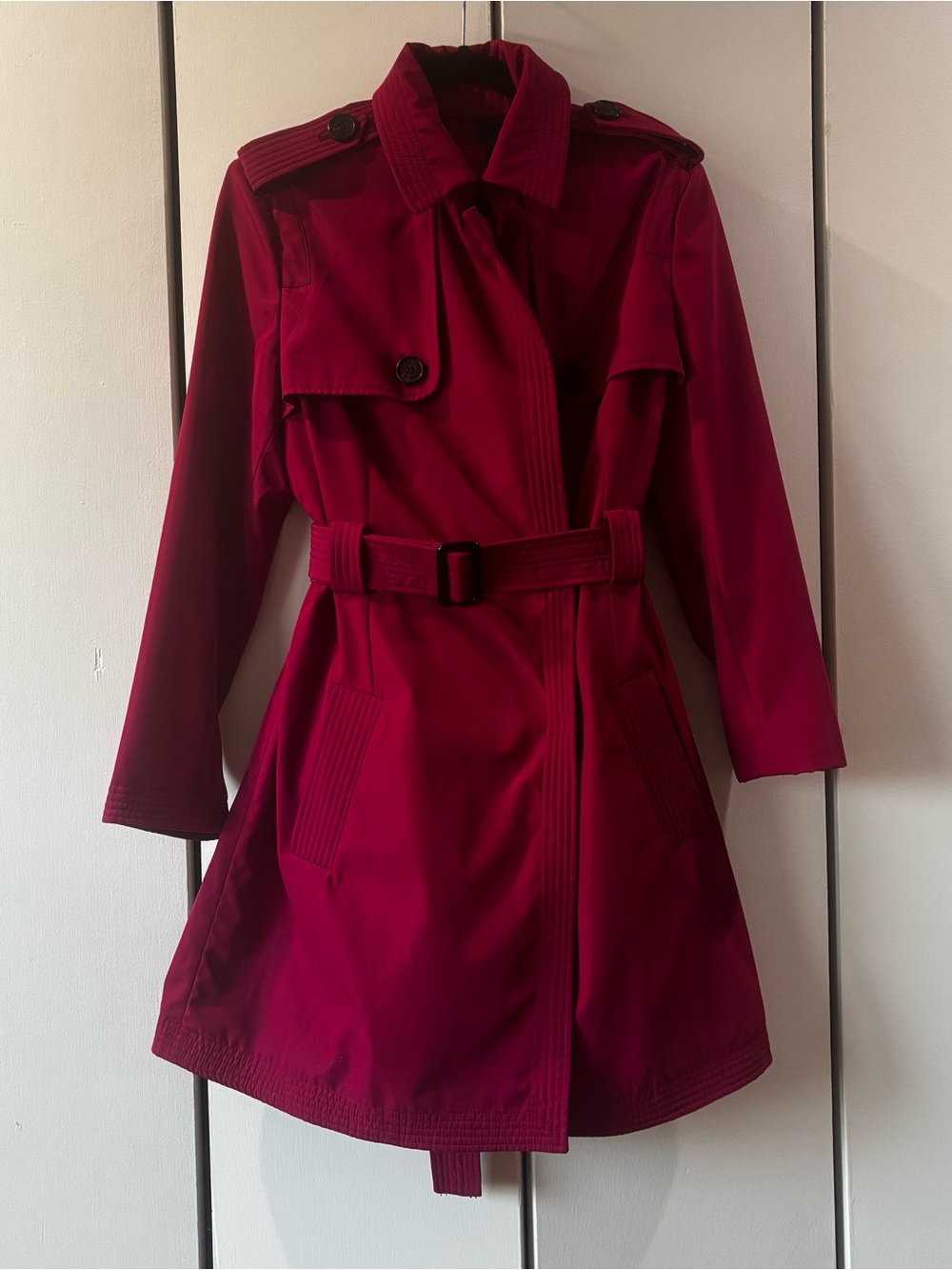 Narciso Rodriguez Deep Red Trench Coat with Belt